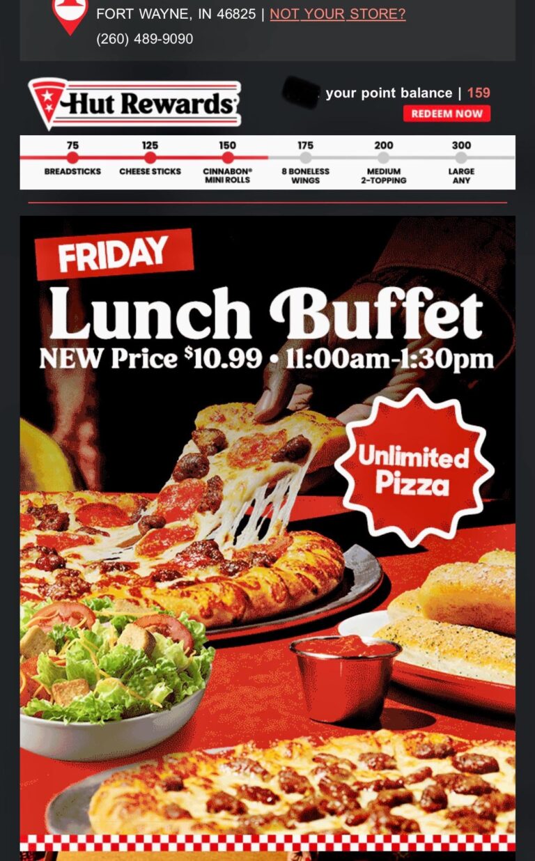 Pizza Hut Buffet Menu With Prices