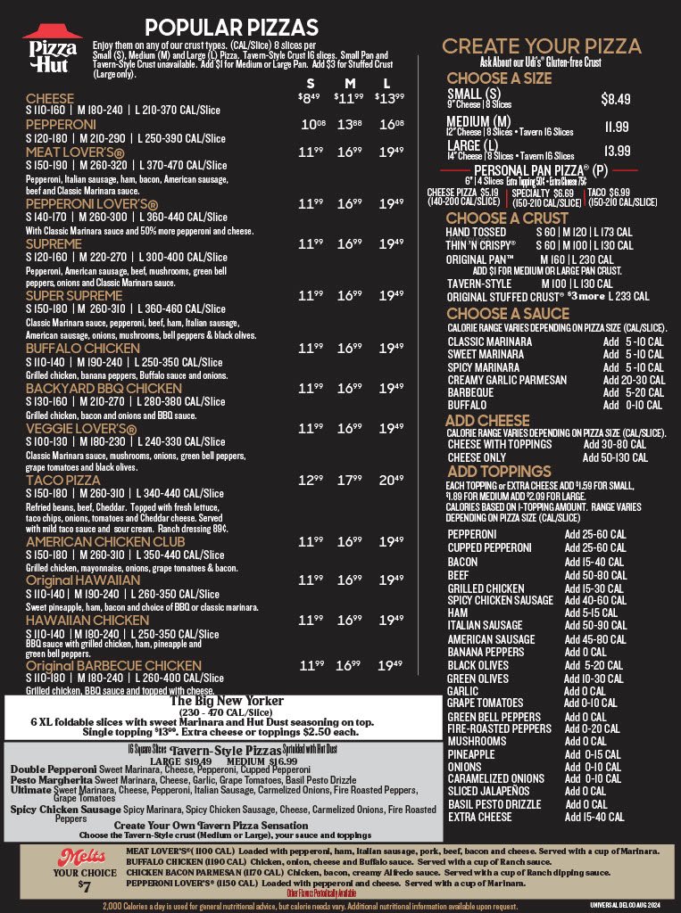 Pizza Hut Fort Wayne Menu With Prices