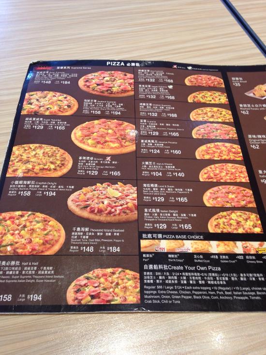Pizza Hut Hong Kong Menu With Prices