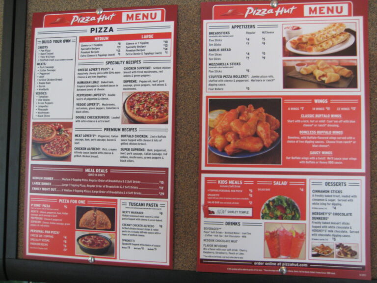 Pizza Hut Lunch Menu With Prices