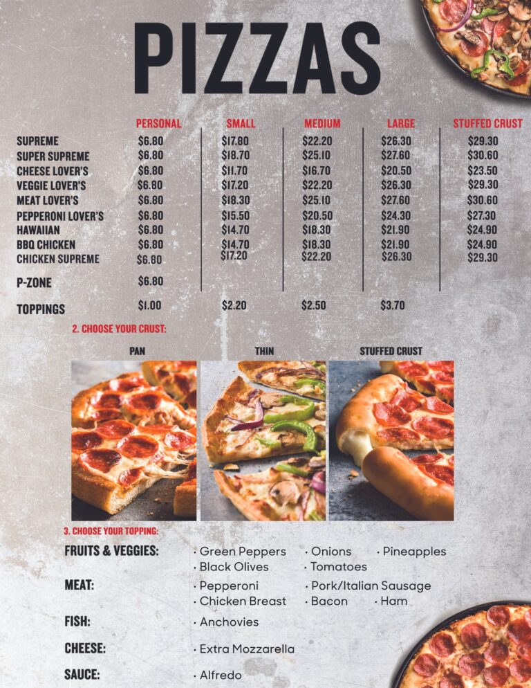 Pizza Hut Pizza Menu With Price