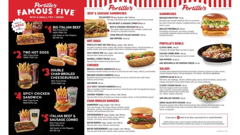 Portillos Arlington Menu With Prices