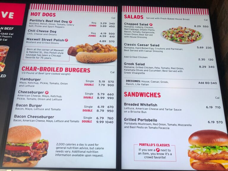 Portillos Menu With Prices Open Now