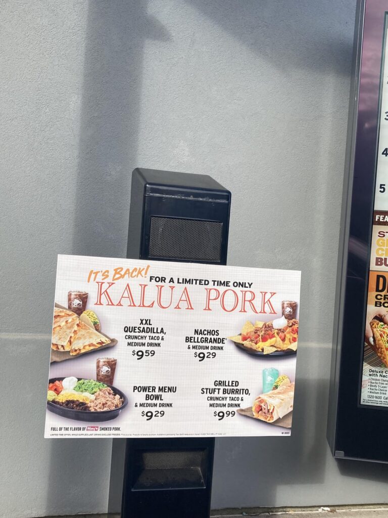 Taco Bell Hawaii Menu With Prices